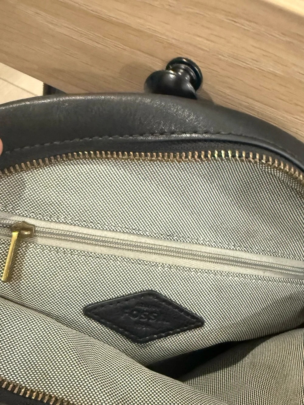 Fossil Black Leather Crossbody Bag with Key Charm